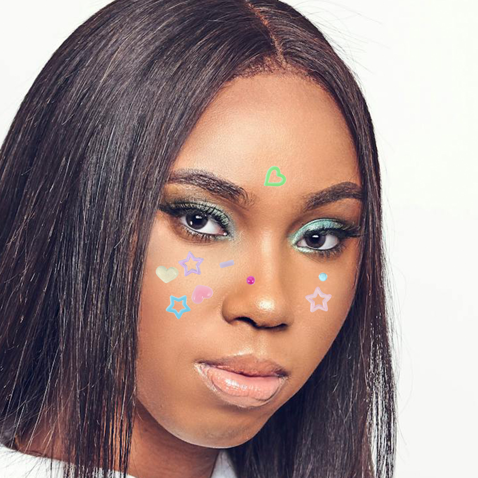 Beauty With Makeup - 10Sheets Face Rhinestones Stickers for Women