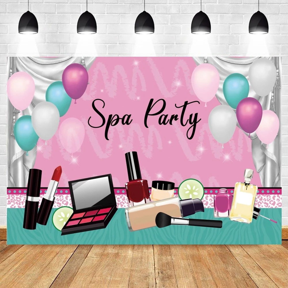 Spa Party Themed Backdrop for  - Beauty Makeup Girl review and price
